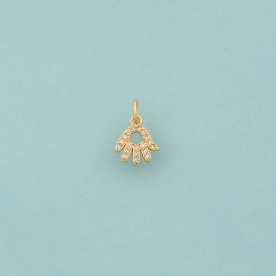 Gold CZ Hamsa Charms,Fatima Jewelry,Hand Pendant for DIY Jewelry Making,18K Gold