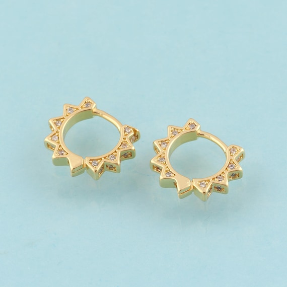 Gold CZ Hoop Earrings,Hugging Hoop Jewelry Earrings,Hoop Earrings,Gift for Her,18K Gold