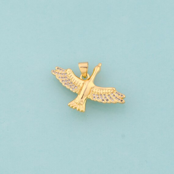 Gold CZ Bird Charms,Animal Jewelry,Bird Pendant for DIY Jewelry Making,18K Gold
