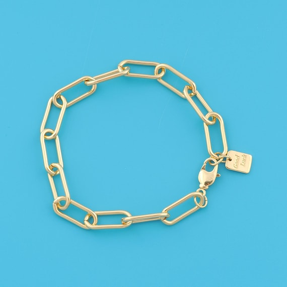 Gold Paper Clip Bracelet,GOOD LUCK Jewelry Bracelet,Chain Bracelet for DIY Jewelry Making,18K Gold
