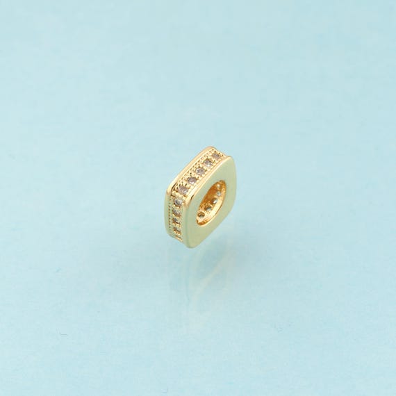 CZ Square Spacer Beads,Flat Beads,Square Beads for DIY Jewelry Making,18K Gold
