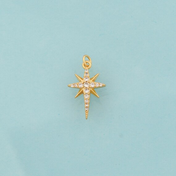 Gold Polaris Charms,Polaris Jewelry,CZ Polaris Pendant for DIY Jewelry Making,18K Gold