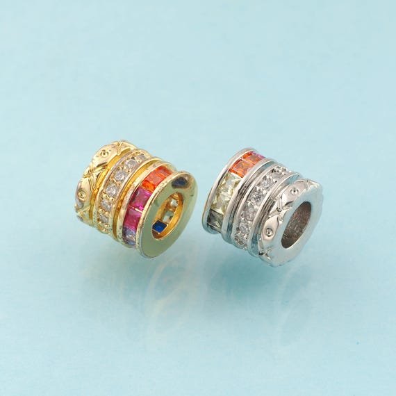 CZ Round Tube Spacer Beads,Round Beads,Tube Beads for DIY Jewelry Making,18K Gold & Rhodium