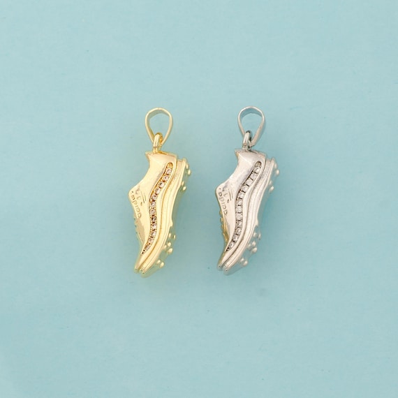 Gold CZ Sports Charms,Sports Jewelry,Sports Pendant for DIY Jewelry Making,18K Gold & Rhodium