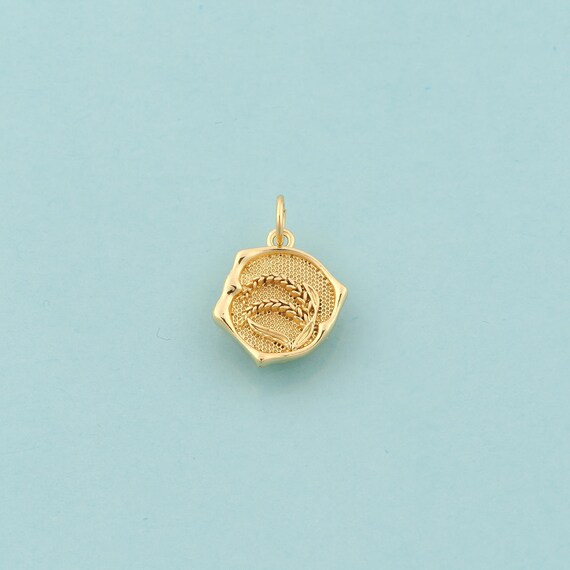 Gold Wheat Charms,Wheat Jewelry,Wheat Pendant for DIY Jewelry Making,18K Gold