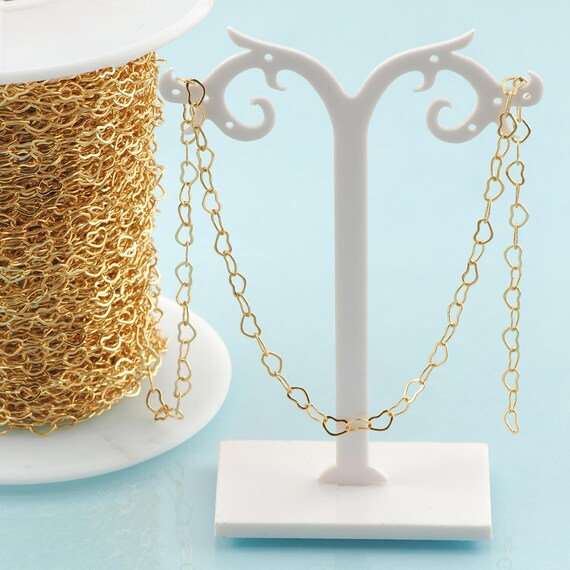 Gold Heart Chain,Special Jewelry Chain,Semi-Finished Product Chain for DIY Jewelry Making,18K Gold