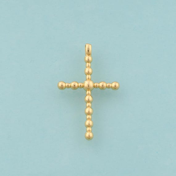 Gold Cross Charms,Religious Jewelry,Christian Pendant for DIY Jewelry Making,18K Gold