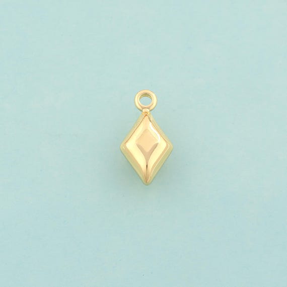 Gold Puffed Rhombus Charms,Rhombus Jewelry,Rhombus Pendant for DIY Jewelry Making,18K Gold