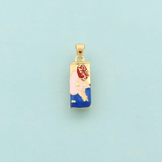 Gold Ice Cream Charms,Dessert Jewelry,Enamel Ice Cream Pendant for DIY Jewelry Making,18K Gold