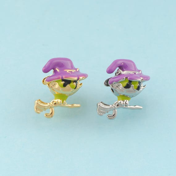 Witch Spacer Beads,Enamel Witch Beads,Witch Spacer Beads for DIY Jewelry Making,18K Gold & Rhodium