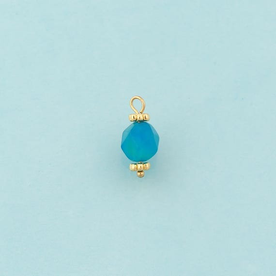 Gold Energy Stone Charms,Natural Stone Jewelry,Blue Agate Pendant for DIY Jewelry Making,18K Gold