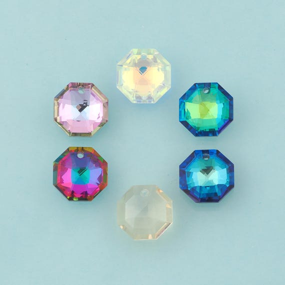 Octagon Crystal Pendant,Crystal AB Charms,Austrian Crystal,Made in Austria for DIY Jewelry Making