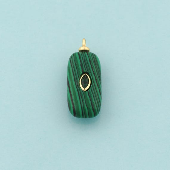 Gold Energy Stone Charms,Natural Stone Jewelry,Malachite Pendant for DIY Jewelry Making,18K Gold