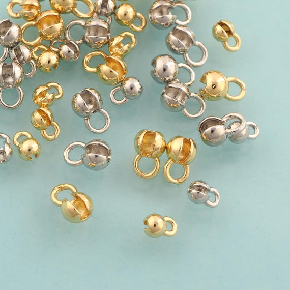 Crimp Cover Spacer Beads Positioning Beads Crimp Ends Beads DIY Jewelry Making,18K Gold
