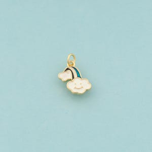 Gold Rainbow Charms,Cloud Jewelry,Enamel Rainbow Pendant for DIY Jewelry Making,18K Gold