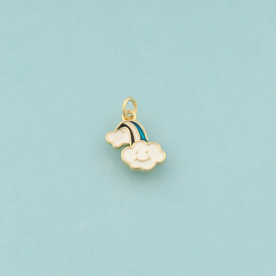 Gold Rainbow Charms,Cloud Jewelry,Enamel Rainbow Pendant for DIY Jewelry Making,18K Gold