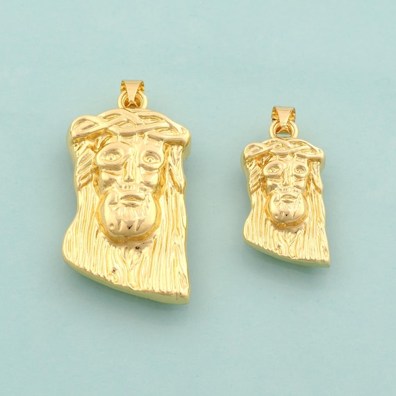 Gold Jesus Face Charms,Christian Jewelry,Jesus Pendant for DIY Jewelry Making,18K Gold