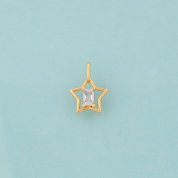 Gold CZ Star Charms,Star Jewelry,Star Pendant for DIY Jewelry Making,18K Gold