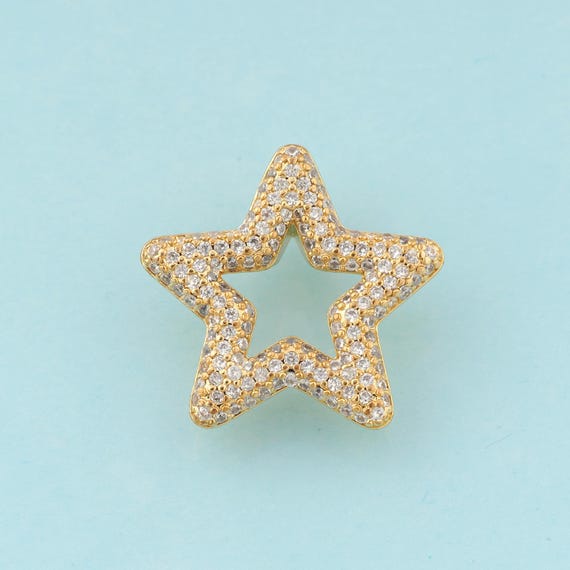 Gold CZ Star Charms,Star Jewelry,Star Pendant for DIY Jewelry Making,18K Gold