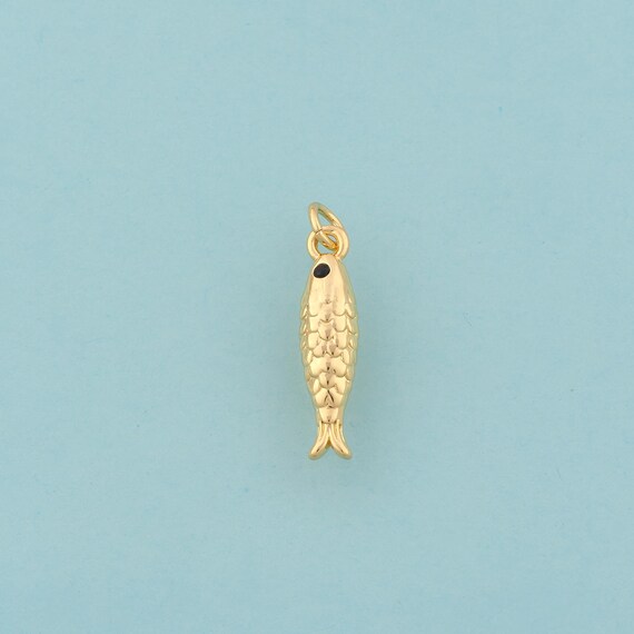 Gold Fish Charms,Marine Life Jewelry,Fish Pendant for DIY Jewelry Making,18K Gold