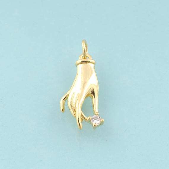 Gold CZ Hand Charms,Gesture Jewelry,Hand Pendant for DIY Jewelry Making,18K Gold