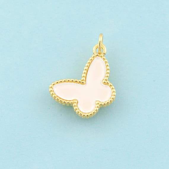 Gold Enamel Butterfly Charms,Insect Jewelry,Butterfly Pendant for DIY Jewelry Making,18K Gold