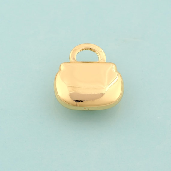 Gold Puffed Handbag Charms,Handbag Jewelry,Handbag Pendant for DIY Jewelry Making,18K Gold