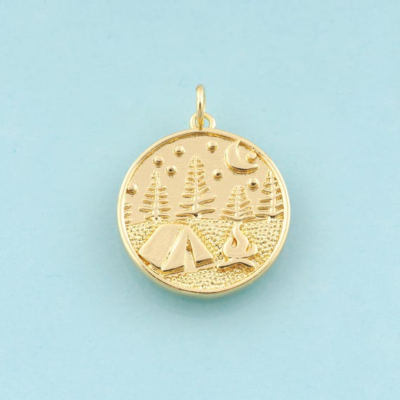 Gold Landscape Charms,Moon Jewelry,Star Pendant for DIY Jewelry Making,18K Gold