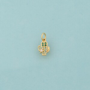 Gold CZ Cactus Charms,Plant Jewelry,Desert Pendant for DIY Jewelry Making,18K Gold