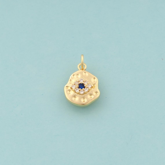 Gold CZ Evil Eye Charms,Devil Eye Jewelry,Eye Pendant for DIY Jewelry Making,18K Gold