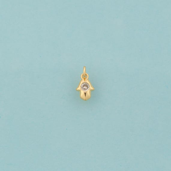 5 pcs Gold CZ Hamsa Charms,Fatima Jewelry,Hand Pendant for DIY Jewelry Making,18K Gold