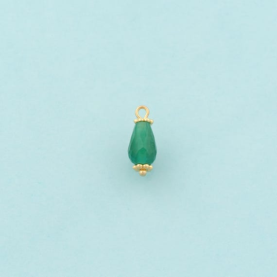 Gold Energy Stone Charms,Natural Stone Jewelry,Green Cat Eye Pendant for DIY Jewelry Making,18K Gold
