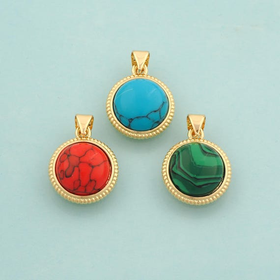 Gold Round Charms,Round Jewelry,Round Pendant for DIY Jewelry Making,18K Gold