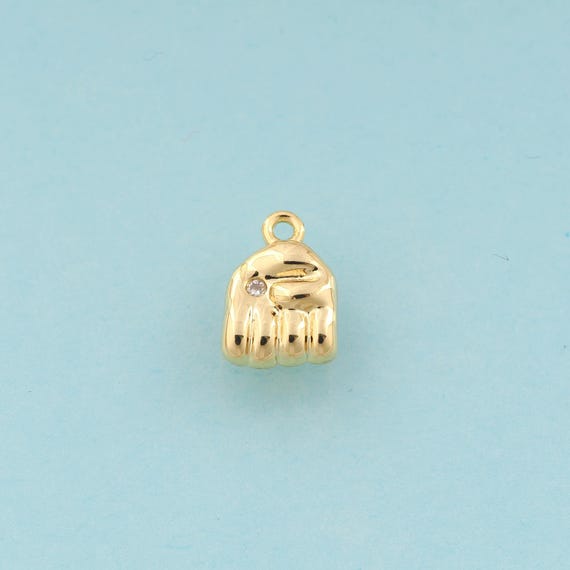 Gold CZ Fist Charms,Gesture Jewelry,Hand Pendant for DIY Jewelry Making,18K Gold