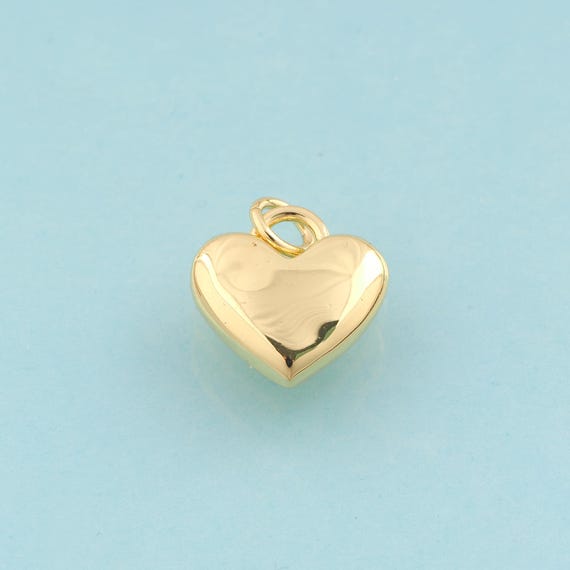 Gold Heart Charms,Minimalist Jewelry,Minimalist Pendant for DIY Jewelry Making,18K Gold