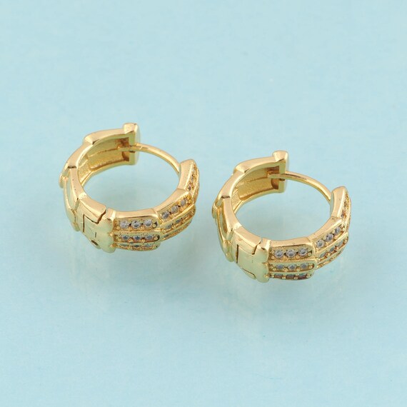 Gold CZ Hoop Earrings,Hugging Hoop Jewelry Earrings,Hoop Earrings,Gift for Her,18K Gold