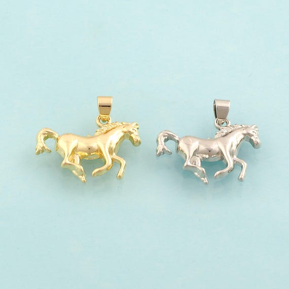 Gold Horse Charms,Animal Jewelry,Horse Pendant for DIY Jewelry Making,18K Gold