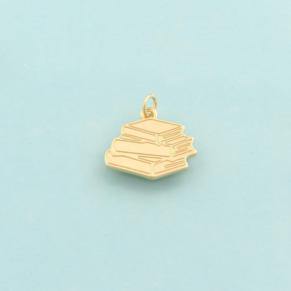 Gold Book Charms,Book Jewelry,Book Pendant for DIY Jewelry Making,18K Gold