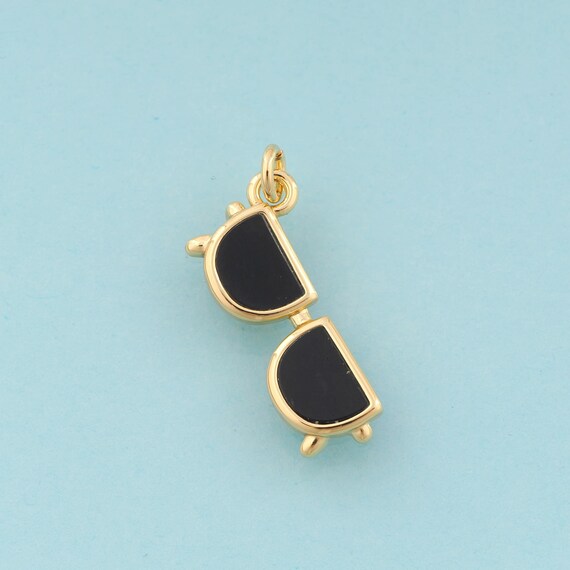 Gold Enamel Sunglasses Charms,Sunglasses Jewelry,Sunglasses Pendant for DIY Jewelry Making,18K Gold