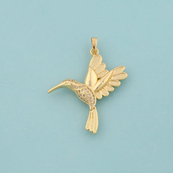 Gold CZ Bird Charms,Animal Jewelry,Flying Pendant for DIY Jewelry Making,18K Gold