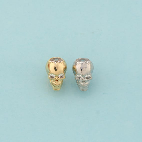 Skull Spacer Beads,Skull Beads,Skull Beads for DIY Jewelry Making,18K Gold & Rhodium
