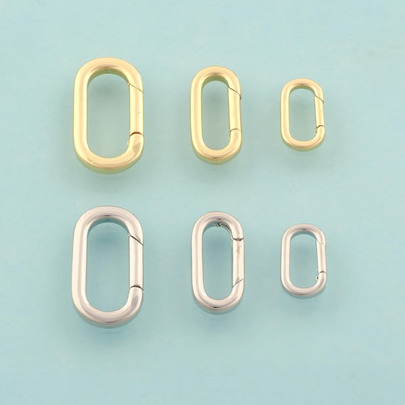 Gold Push Door Clasp,Spring Jewelry Clasp,Oval Clasp for DIY Jewelry Making,18K Gold