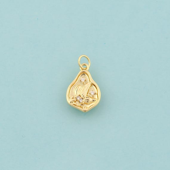 Gold CZ Flower Charms,Flower Jewelry,Flower Pendant for DIY Jewelry Making,18K Gold