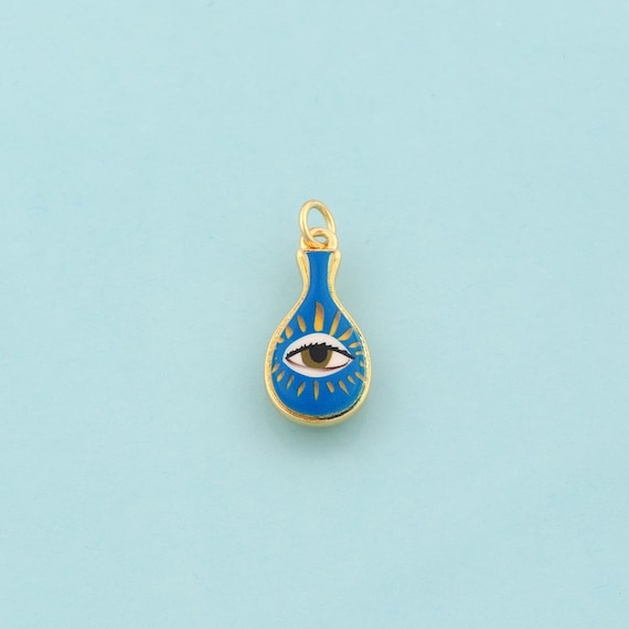 Gold Vase Charms,Evil Eye Jewelry,Enamel Devil Eye Pendant for DIY Jewelry Making,18K Gold