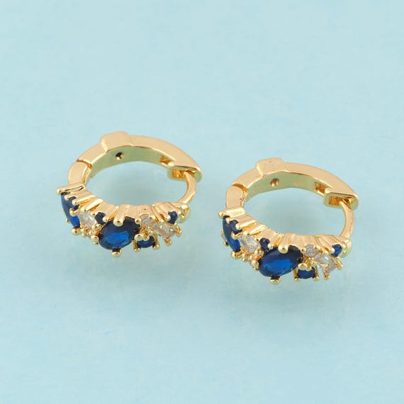 Gold CZ Hoop Earrings,Hugging Hoop Jewelry Earrings,Hoop Earrings,Gift for Her,18K Gold