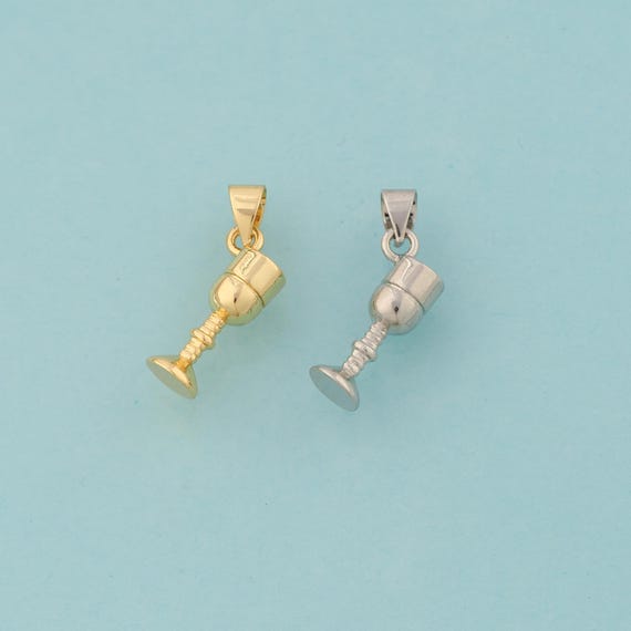 Gold Goblet Charms,Wine Glass Jewelry,Goblet Pendant for DIY Jewelry Making,18K Gold