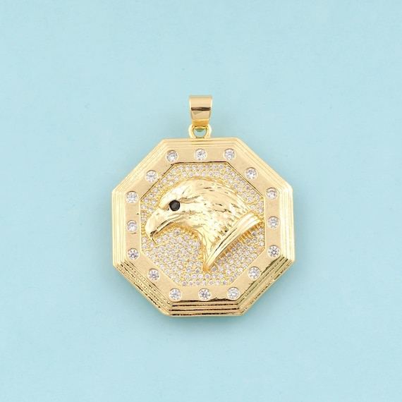 Gold CZ Eagle Charms,Animal Jewelry,Eagle Pendant for DIY Jewelry Making,18K Gold