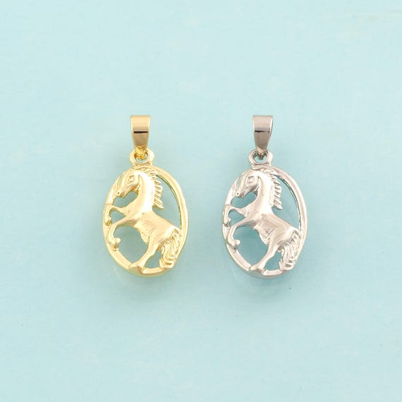 Gold Horse Charms,Animal Jewelry,Horse Pendant for DIY Jewelry Making,18K Gold