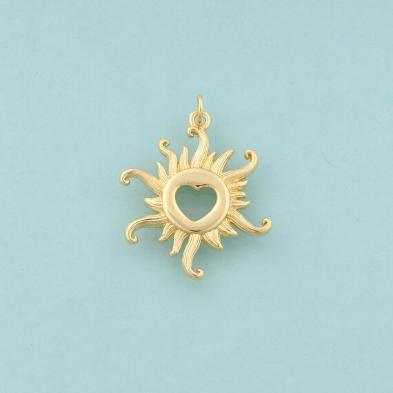 Gold Sun Charms,Celestial Jewelry,Sunburst Pendant for DIY Jewelry Making,18K Gold