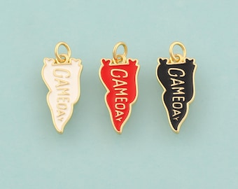 Goud geëmailleerde GAMEDAY-bedels, Game Day-sieraden, briefhanger voor het maken van sieraden, 18 kt goud